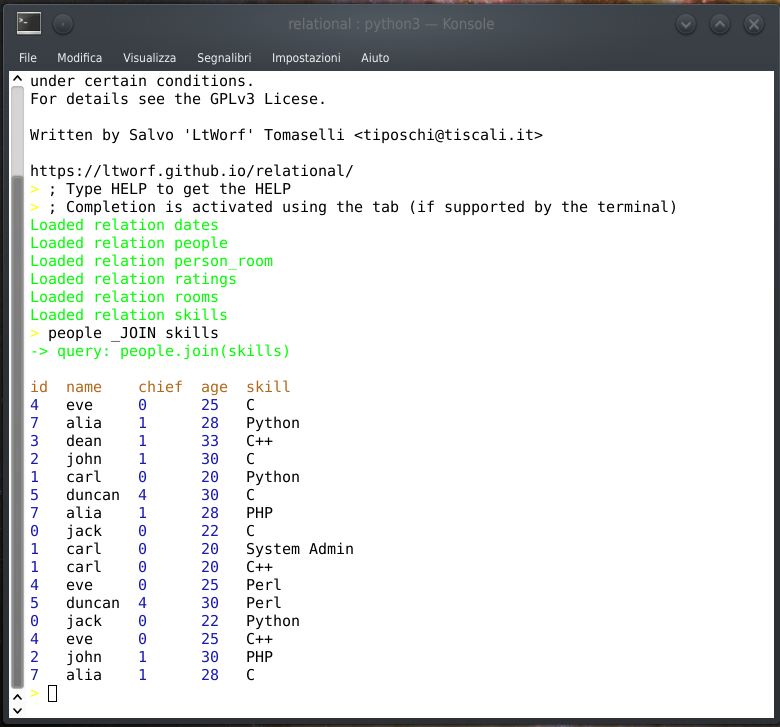 Command line interface